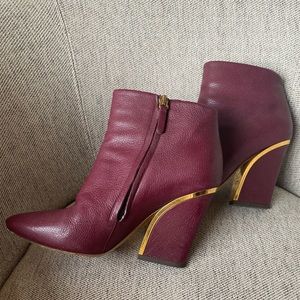 Chloe Burgundy Leather Ankle Boots